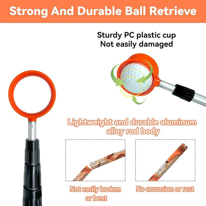 axGear Golf Ball Retriever Aluminum Alloy Shaft Telescopic Picker Extandable