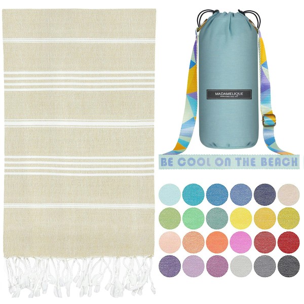 Madamelique Oversized Prewashed Beach Towel with Bag - 39 x