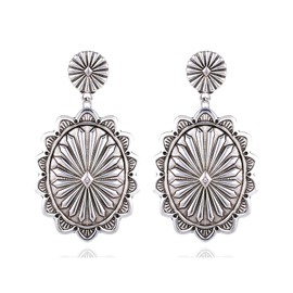 CSIYANJRY99 Boho Western Rodeo Turquoise Earrings Vintage Western Jewelry for Women Cowgirl Country Concert Rodeo Jewelry Outfits for Women (D:Silver Concho)