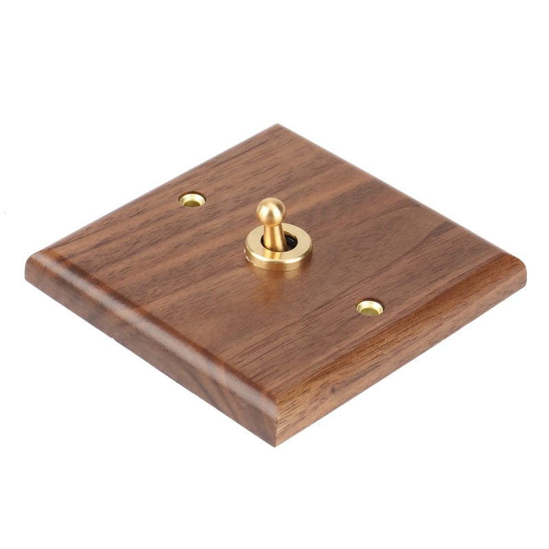 zilitol Retro American Industrial Style Light Switch Socket, Solid Wood