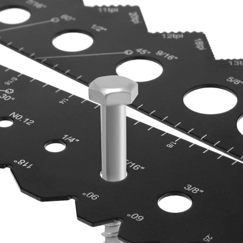 Thread Pitch Gauge Black Aluminum Alloy Metric Imperial Multi-Gauge Measuring