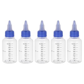 PATIKIL 2oz(60ml) Plastic Dispensing Bottle, 5Pcs Squeeze Graduated Empty Bottles with Blue Twist Cap for Liquids, Inks, Oils, Sauces, Arts and Crafts, Transparent