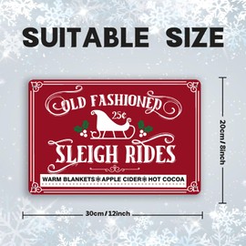 Old Fashioned Sleigh Rides Metal Sign Warm Blankets Apple Cider Hot Cocoa Christmas Decor for Home Farmhouse Cafe Bar Decor 8x12 inch