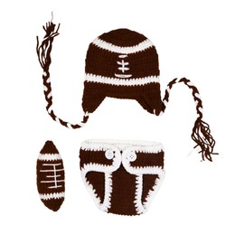 Terriboo Baby Girl Photography Outfits Crochet Knitted Football Player Outfits Newborn Photo Sports Costume 0-1 Month (Baby Girl)