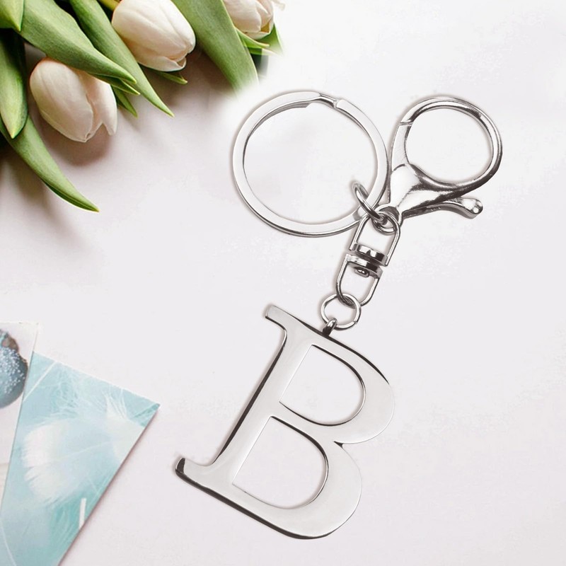 ORUZA Letter Keyring Alphabet Initial Keychain, Metal Letter Key Ring