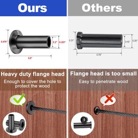 CKE 150 Pack T316 Stainless Steel Black Protector Sleeves for 1/8" 5/32" or 3/16" Cable Deck Stair Railing Kit System, Black Cable Railing Protective Sleeves for Wood Posts, DIY Balustrade, BCR01-3/16