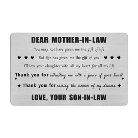 Jzxwan Mother in law Gifts, Mother in law Birthday Card, Mother's Day Card for Mother in law from Son in Law, Thank You Mother in law Present