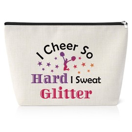 Cheerleader Gift for Teen Girls Cheer Friend Makeup Bag Thank You Gift for Cheerleader Cheer Mom Coach Cheer Team Gift Cosmetic Bag Thanksgiving Birthday Gift Ideas Travel Cosmetic Bag