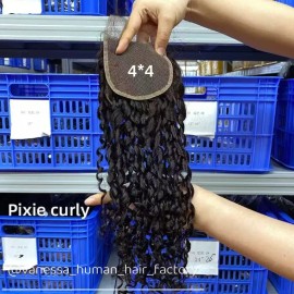 5x5 HD Lace Pixie Curly Closure 4x4 Invisible Bleached Knot and Preplucked hd Lace Frontal Closure Wigs Lace hd 13*6 Raw Hairstyle: HD lace 2x6, color: pixie curly, Stretched Length: 10 inches