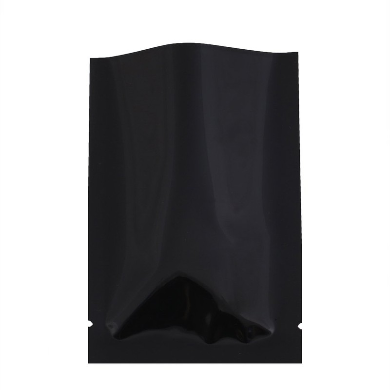 100x Premium Glossy Black Mylar Foil Open Top Pouch +