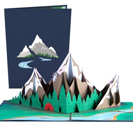 Lovepop® 3D Pop-Up Card Mountains & Valleys Greeting Card for Mountaineers, Adventurers, Mountain Lovers, Hikers for Holidays, Birthday Mountain Card | Includes Envelope & Hidden Compartment for Money