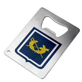 Bottle Opener - Stainless Steel - Fits in wallet - US Army Judge Advocate General (JAG), regimental COA