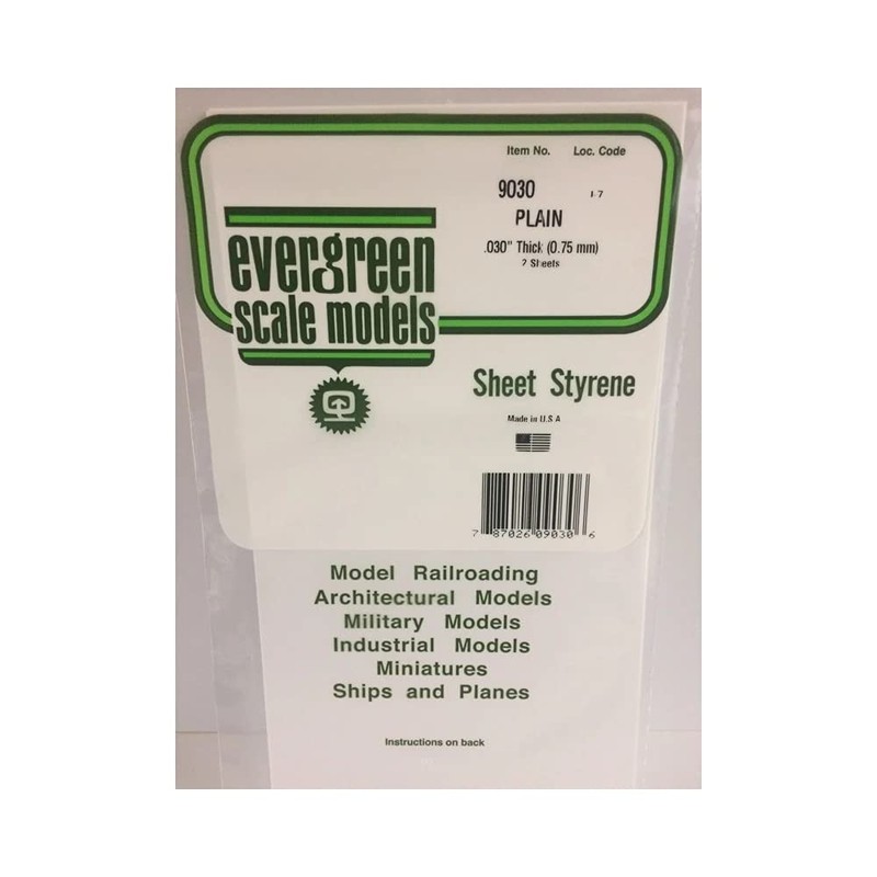 evergreen 9030 White Polystyrene Sheet 150 x 300 x 0.75