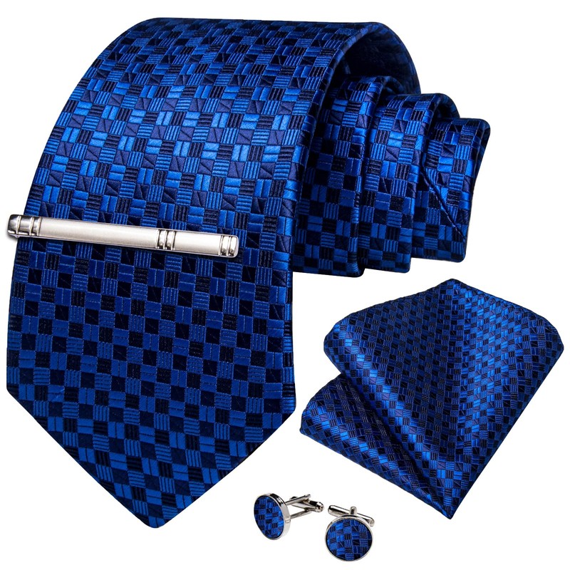 DiBanGu Juego de gemelos cuadrados con corbata de seda y