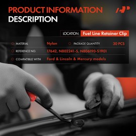 A-Premium 30PCS Nylon Fuel Line Retainer Clips Compatible with Ford F-150, Explorer, Mustang, Taurus, Expedition, E-150 Econoline, Ranger, Bronco Sport & Lincoln Continental, Town Car & Mercury Capri