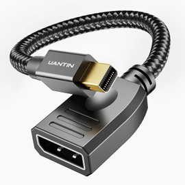 UANTIN 8K Mini DisplayPort to DisplayPort 1.4 Adapter (8K@60Hz, 4K@120Hz, 2K@240Hz) 32.4Gbps Bi-Directional Mini DP [Thunderbolt 2] Male to DP Female Converter for Gaming Laptop, MacBook, PC, Monitor