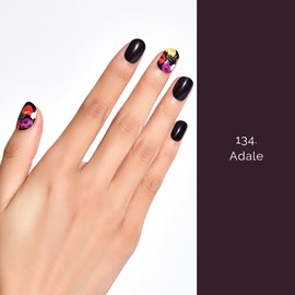 Semi Cured Gel Nail Strips - NAILOG 20 Pcs Gel Nail Stickers Work with any UV Light, Extra Long Nail Wraps with Glossy Gel Finishing Black Flowers, Poppy