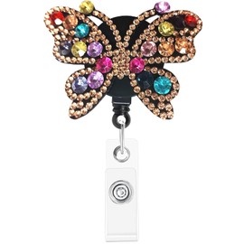 Retractable Badge Holders with Fun Designs - Adjustable ID Card Reel with ID Clip for Nurses, Doctors, Hotel Staff, Teacher, Security, Gifts (Butterfly, Colorful)