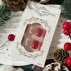Christmas Press on Nails Short Square Red Fake Nails with