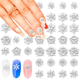 DANNEASY 70pcs 3D Silver Snowflake Nail Charms Alloy Hollow Nail Snowflake Nail Jewels Charms for Nails Flat-back Nail Studs Nail Decoration for Nail Art