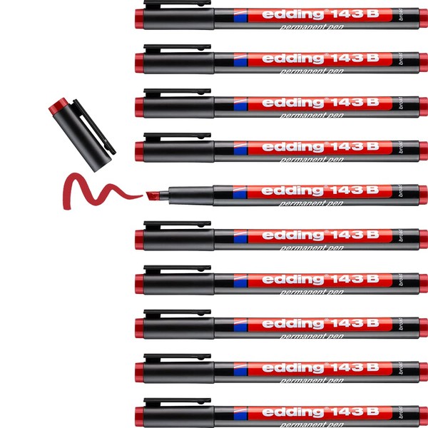 edding 143 B permanent pen - red - 10 pens