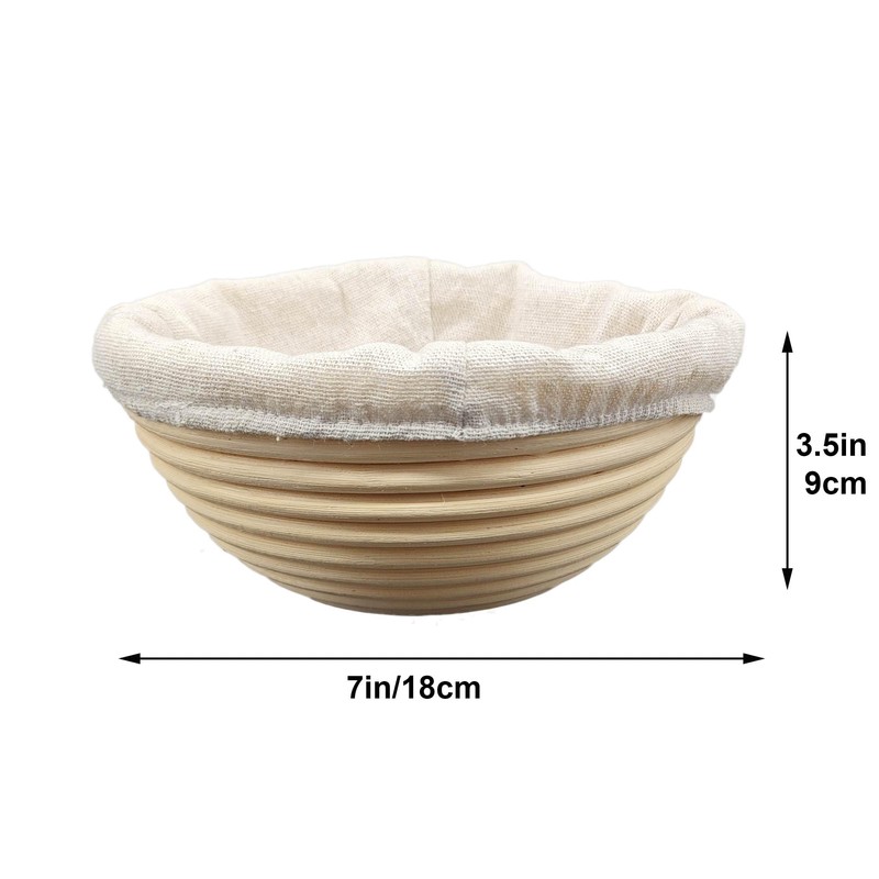 Banneton Bread Proofing Basket set of 2, 7 inch Round