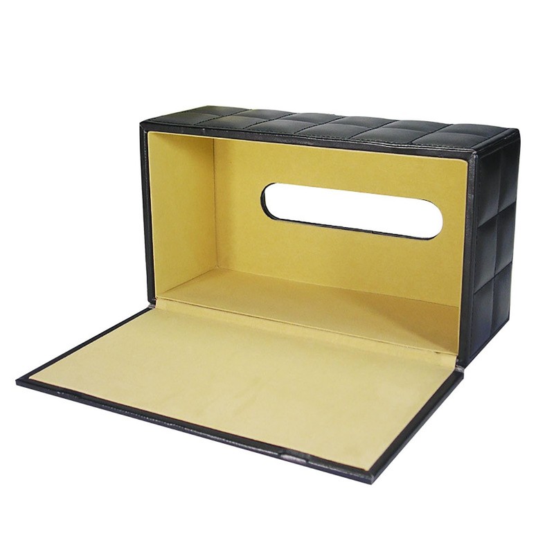 PU Leather Tissue Box Cover, Rectangle Black Tissue Box Holder
