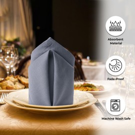 Urban Villa - Juego de 12 servilletas de cena de color gris de gran tamaño, 20 x 20 pulgadas, servilletas de tela de algodón, calidad premium con esquinas ingletadas, servilletas de cena ultra suaves