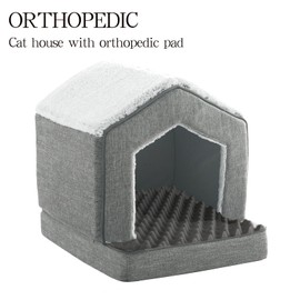 DEBANG HOME Orthopedic Cat Houses for Indoor Cats,Small Dogs,Super Soft Cat Bed Cave,Condos, Cubes,Cat Hideaway,Covered,Cat Bed for Kitty Small Medium Large Pet (Gray, 18" L x 15" W x 17" Th)