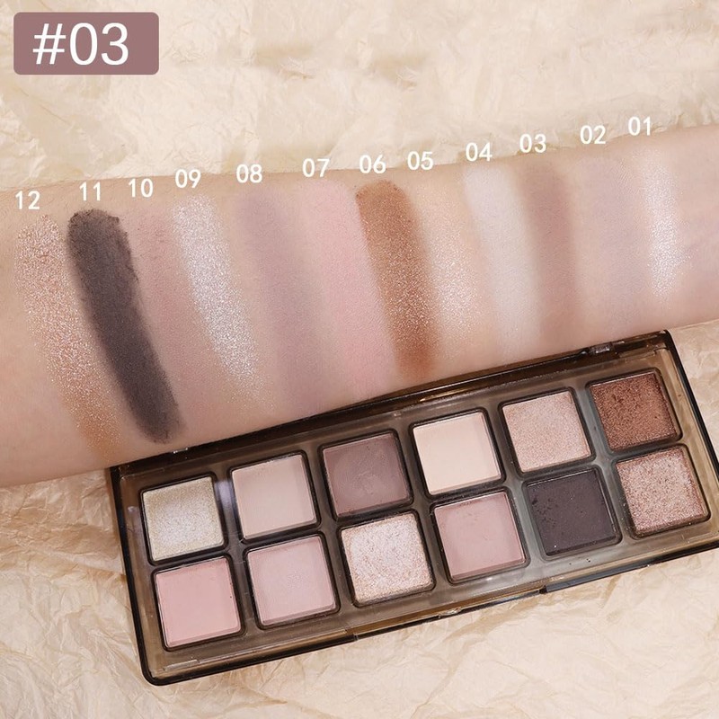 AMY'S DIARY 12-Color Nude Eyeshadow Palette for Versatile Day-to-Night Looks
