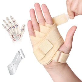 DrFinger Finger Ulnar Deviation Splint, Finger Joint Deviation Orthosis with Metal Bracket - Beige (Right-M)