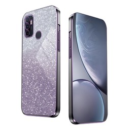 WBWONE Glitter Case for OPPO A53 | A53s Case, Electroplated Edge, Flexible Protection, Shockproof Soft Cover Shell with Glitter Stickers - Purple