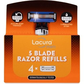 Aldi Lacura Men - 5 Blade Razor Refills | Contains 4 Refills [REFILLS ONLY]