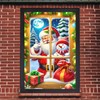 BlissYard Christmas Window Banner 31x47 Inch Santa Snowman Window Cover