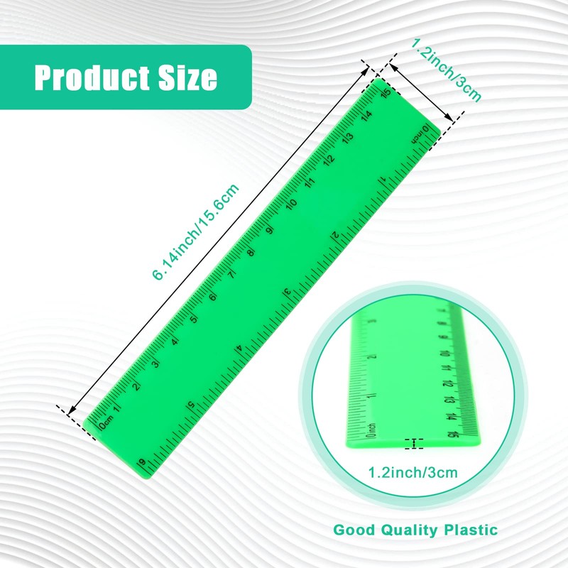 15cm Ruler Pack, Windspeed 20Pcs Colorful Rulers Straight Rulers with