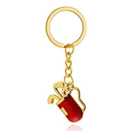 Golf Lover Gifts for Women Men Wife Husband Gold Golf Club Keychain Accessories for Golf Bag Keychain Charm for Car Keys Golf Lover Birthday Gift for Dad Boyfriend Golf Keychains for Men Son Brother