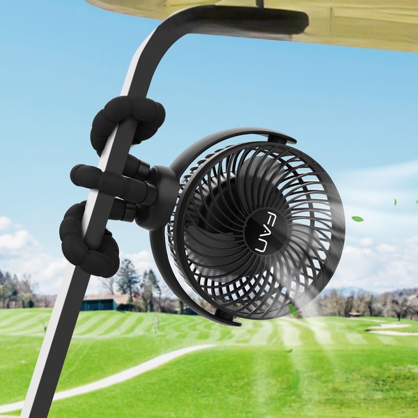 Lovegoo Rechargeable Golf Cart Fan, 10000mAh Battery 55H Max Runtime,