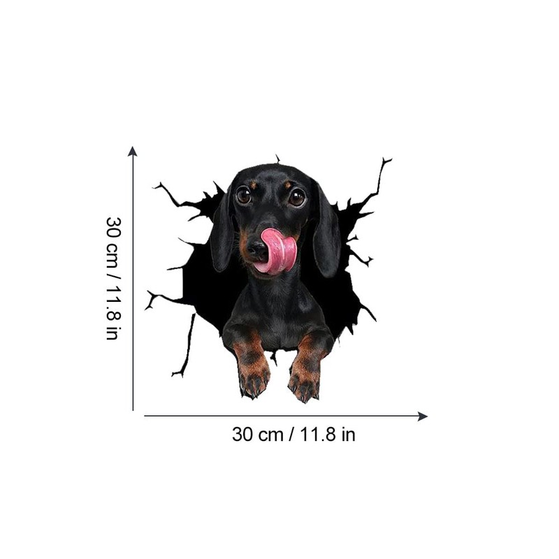 Fabisup Dachshund Riss 3D Car Sticker Decoration for SUV Windows,