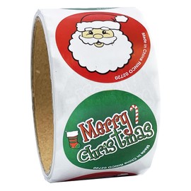 Christmas Decorating Face Stickers, Santa, Candy Canes, Ginger Bread Man, Snow Man Sticker Face, Great for Arts and Crafts, Party Favors, 100 Assorted Stickers (Santa)