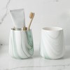 2Pcs Toothbrush Holder for Bathroom - Marble Green Ceramic Tooth
