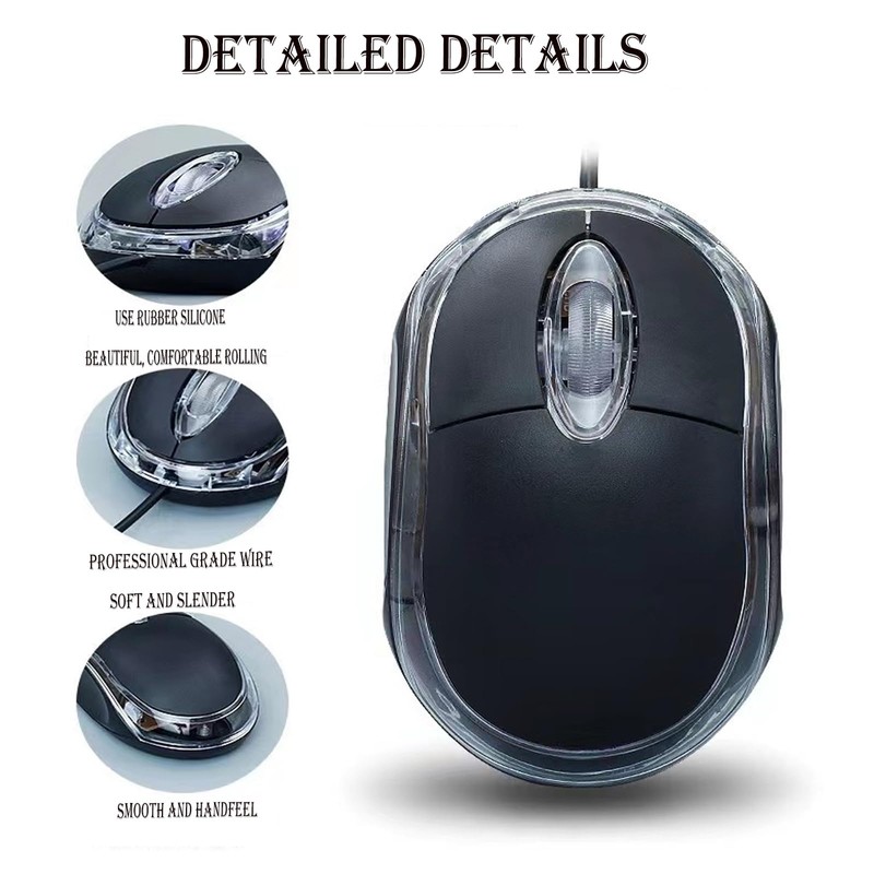 Yadojingcn Wired Mini Optical Mouse-Wired Mouse with Ergonomic Design, USB