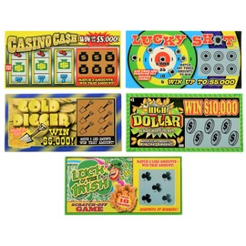 JA-RU Jokes & Gags Fake Lottery Tickets (1 Pack, 5 Tickets Total) Realistic Scratch Off Cards for Kids & Adults. Funny Joke, Gag, Office Pranks for Friend & Family. April Fools Novelty Toys. 1381-1B