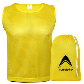 Athllete Duramesh Pinnies/Scrimmage Vest (12 Jerseys) - Kids Youth and Adult Pinnies, Numbered Penny Jerseys for Soccer, Basketball, Football (Golden Yellow, Small)