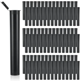 LOPYXBR 100 PCS 116 mm Pre Roll Tubes Black Plastic Pop Top Storage Tubes with Squeeze Caps Black Plastic Joint Tubes Smell Proof Tubes for Weed, Spices