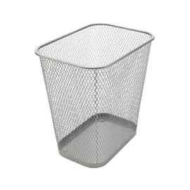 YBM Home Wire Steel Mesh Trash Can - 3.5-Gallon Waste Basket for Under Desk, Office, Home, Bathroom, Laundry Room - Rectangle Metal Wastebasket Trashcan, Silver