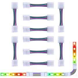 KULUNER 10 paquetes de 4 pines RGB LED tira de luces – tira a tira de 10 mm adaptador sin soldadura de extensión de terminal para tira de LED SMD 5050 multicolor (10 paquetes de 4 pines RGB conectores)