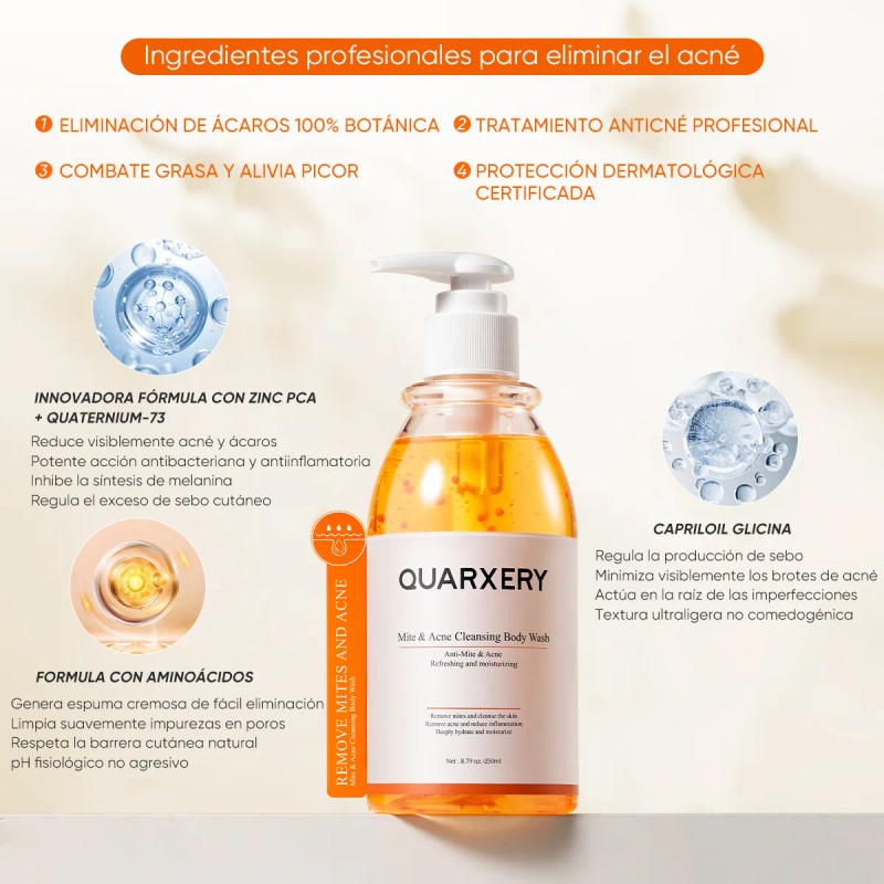 QUARXERY Gel de ducha antiácaros body wash - Eliminación profunda