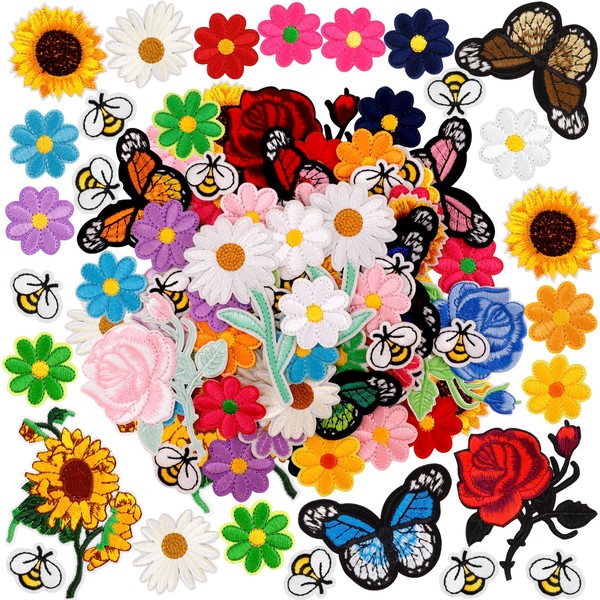RUITENG 72 Pcs Embroidered Iron On Patches for Clothing, Butterfly