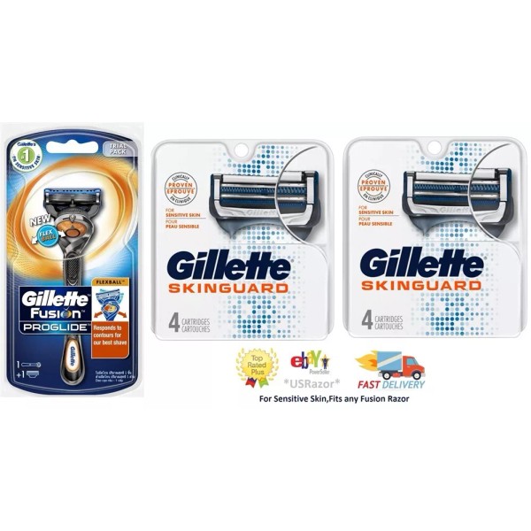 SkinGuard 9 Gillette Razor Blades 8 Skinguard Refills Cartridges Sensitive