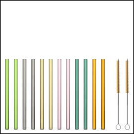 Sir Finley Monkey Glasstrohhalme kurz (12 Stück) - Glas Strohhalme wiederverwendbar, spülmaschinenfest - 15cm gerade bunt